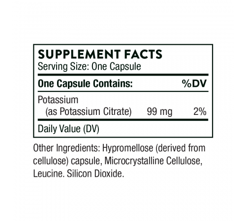 Цитрат калия, Potassium Citrate, Thorne, 90 капсул