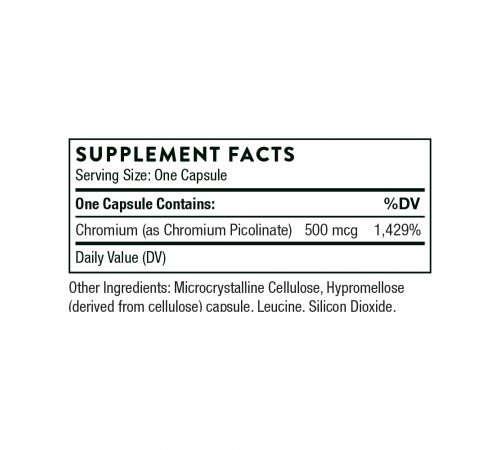 Пиколинат хрома 500 мкг, Chromium Picolinate 500 mcg, Thorne, 60 капсул