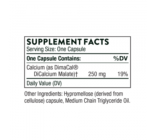 Кальций, Calcium (DiCalcium Malate), Thorne, 120 капсул