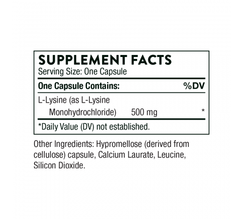 L-лизин, Lysine, Thorne, 60 капсул