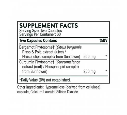 Метаболическое здоровье с бергамотом и куркумой, Metabolic Health, Thorne, 120 капсул
