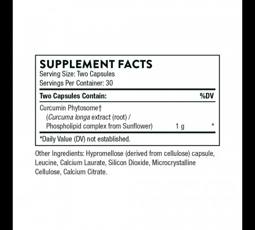 Комплекс с куркумином, Curcumin Phytosome (Meriva 500-SF), Thorne, 60 капсул