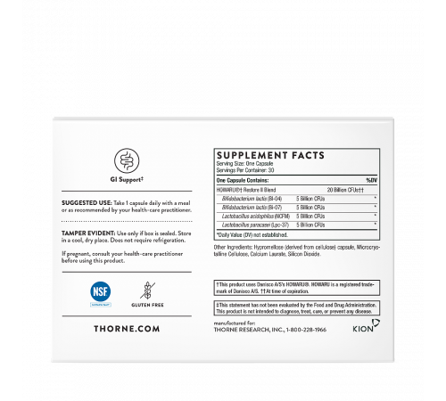 Пробиотик FloraSport 20B, Thorne, 30 капсул