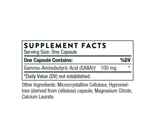 Гамма-аминомасляная кислота (ГАМК), PharmaGABA-100, Thorne Research, 60 капсул