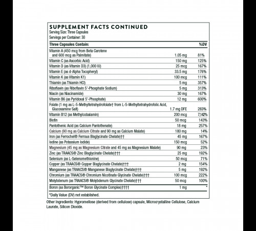 Комплекс витаминов и минералов для беременных и кормящих мам, Basic Prenatal, Thorne, 90 капсул
