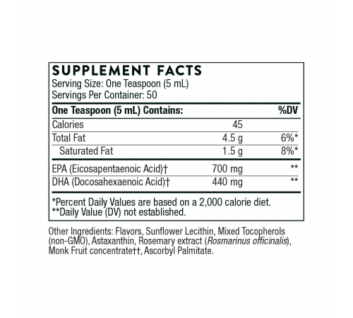 Омега 3, OMEGA SUPERB, Thorne Research, 250 мл.