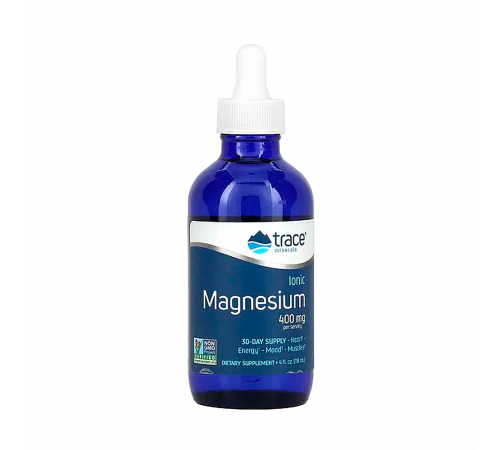 Ионный магний, Ionic Magnesium 400 mg, Trace Minerals, 118 мл
