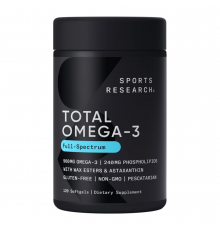 Комплекс Омега-3 1100 мг, Total Omega-3, Sports Research, 120 штук в капсулах