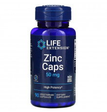 Цинк 50 мг, Zinc caps 50 mg, Life Extension, 90 капсул