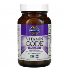 Цинк из цельных продуктов, Vitamin Code Raw Zinc, Garden of Life, 60 капсул
