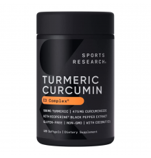 Комплекс с Куркумином с Биоперином, Turmeric Curcumin C3 Complex 500 mg, Sports Research, 120 капсул