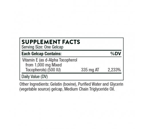 Витамин-Е, Ultimate-E, Thorne, 60 капсул