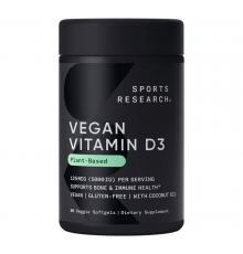 Вегетарианский витамин Д3 5000 МЕ, Vegan D3 5000 IU, Sports Research, 60 капсул