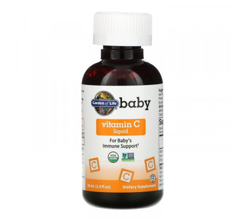 Жидкий витамин C для детей, Vitamin C Liquid, Garden of Life, 56 мл