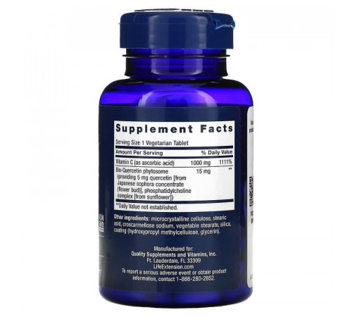 Витамин C с фитосомами биокверцетина, Vitamin C and Bio-Quercetin Phytosome, Life Extension, 60 таблеток