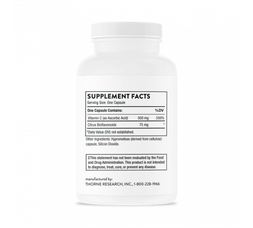 Витамин С с флавоноидами, Vitamin C with Flavonoids, Thorne Research, 90 капсул