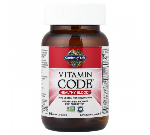 Комплекс для поддержки кроветворения, Vitamin Code Healthy Blood, Garden of life, 60 капсул