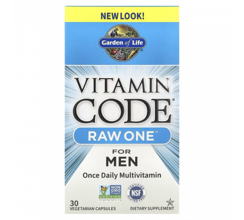 Мультивитамины для мужчин, Vitamin Code RAW One for Men, Garden of Life, 30 капсул