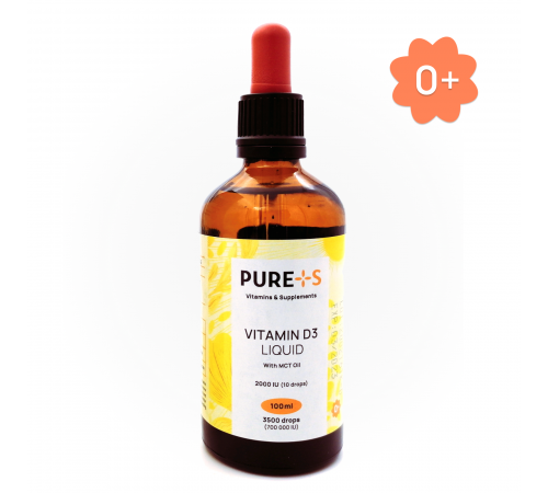 Витамин Д, Vitamin D3, PURE+S, 100 ml