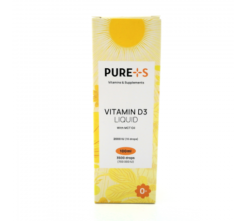 Витамин Д, Vitamin D3, PURE+S, 100 ml