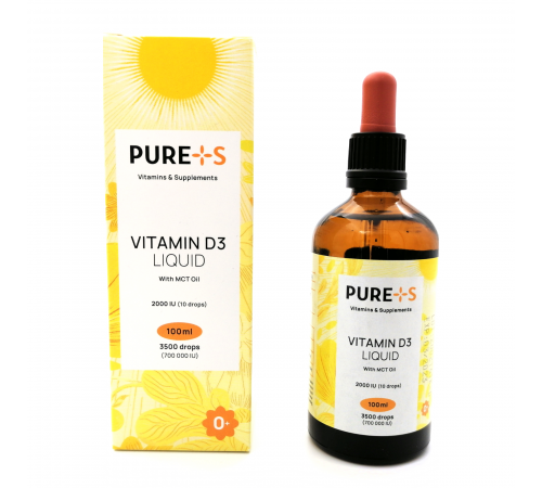 Витамин Д, Vitamin D3, PURE+S, 100 ml