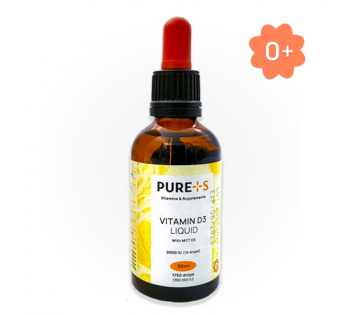 Витамин Д, Vitamin D3, PURE+S, 50 ml