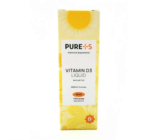 Витамин Д, Vitamin D3, PURE+S, 50 ml