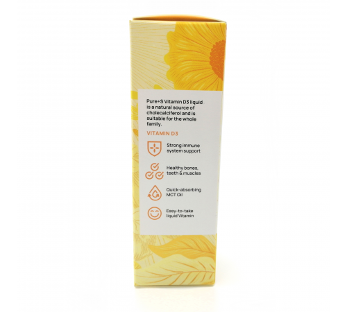 Витамин Д, Vitamin D3, PURE+S, 50 ml