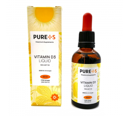 Витамин Д, Vitamin D3, PURE+S, 50 ml