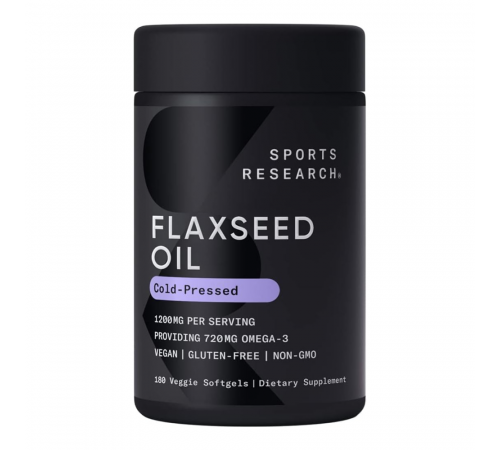 Льняное масло, Flaxseed Oil, Sports Research, 180 капсул