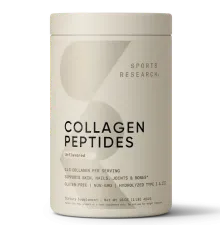 Коллаген, Collagen Peptides Unflavored, Sports Research, 454 г (16 oz)