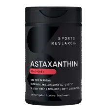 Астаксантин из микроводорослей 6 мг, Astaxanthin 6 mg, Sports Research, 120 капсул