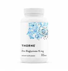 Бисглицинат цинка 15 мг, Zinc Bisglycinate 15 mg, Thorne, 60 капсул