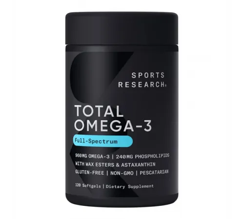 Комплекс Омега-3 1100 мг, Total Omega-3, Sports Research, 120 штук в капсулах